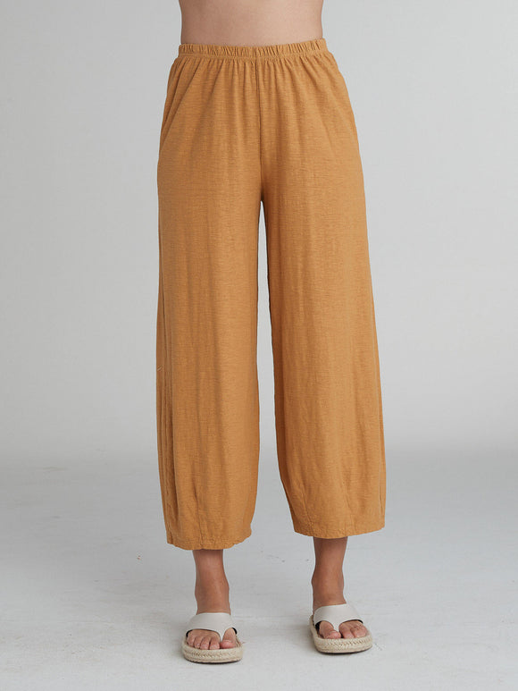 CUT LOOSE - Linen Cotton Jersey Cropped Pants with Darts - 5012088Sp