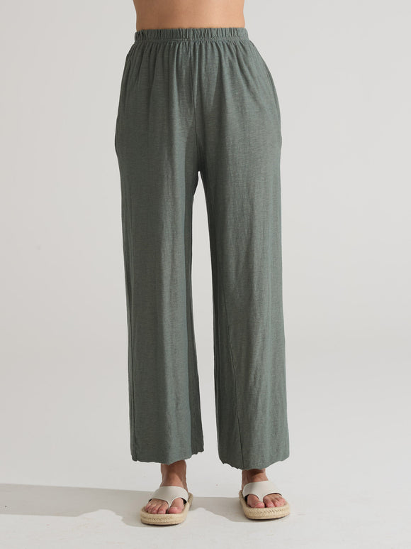 CUT LOOSE - Linen Cotton Jersey Raw Hem Barrel Pant - 5012226