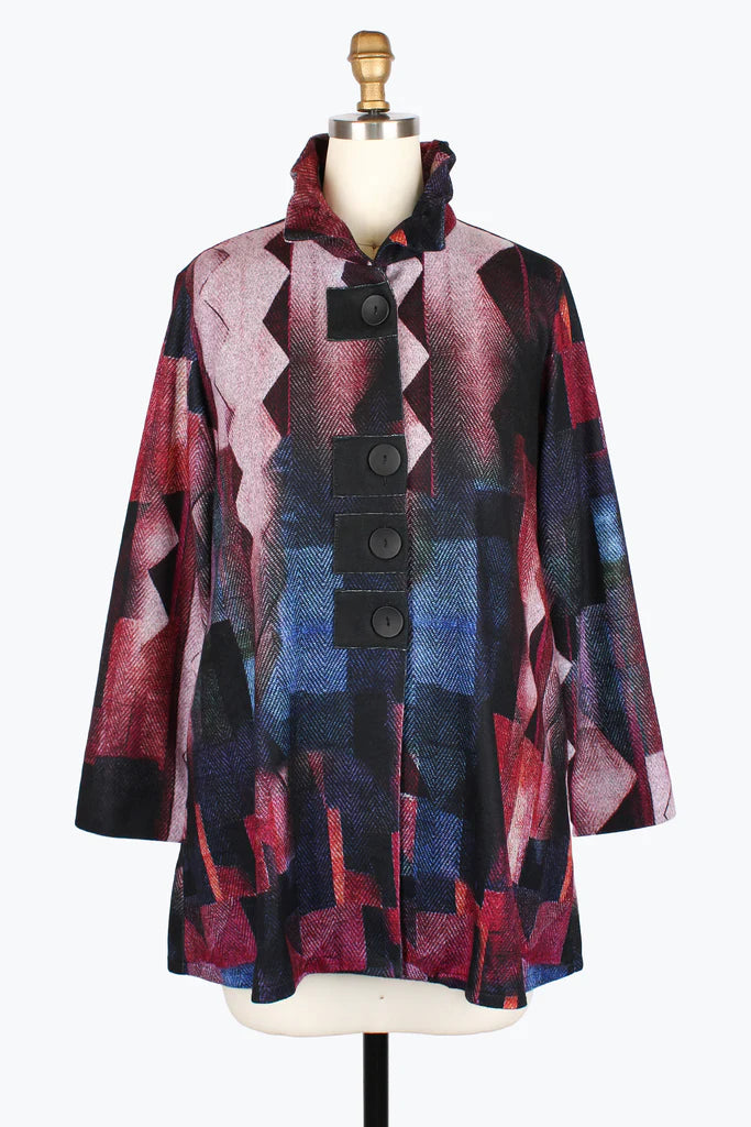 DAMEE ZIGZAG BUTTON PATCH COAT - 5014-WIN