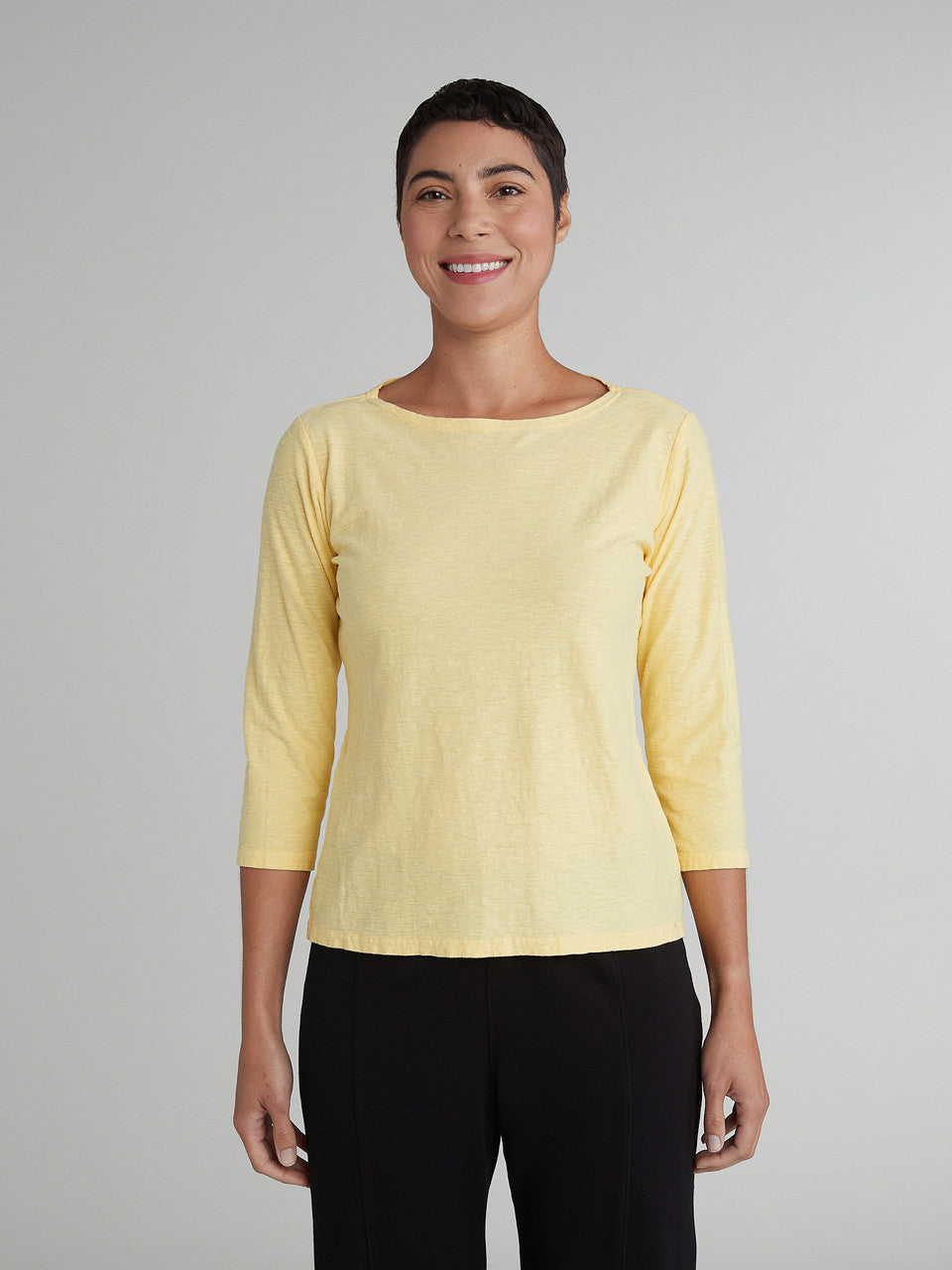 CUT LOOSE - Linen Cotton Jersey Boatneck Top - 5015060