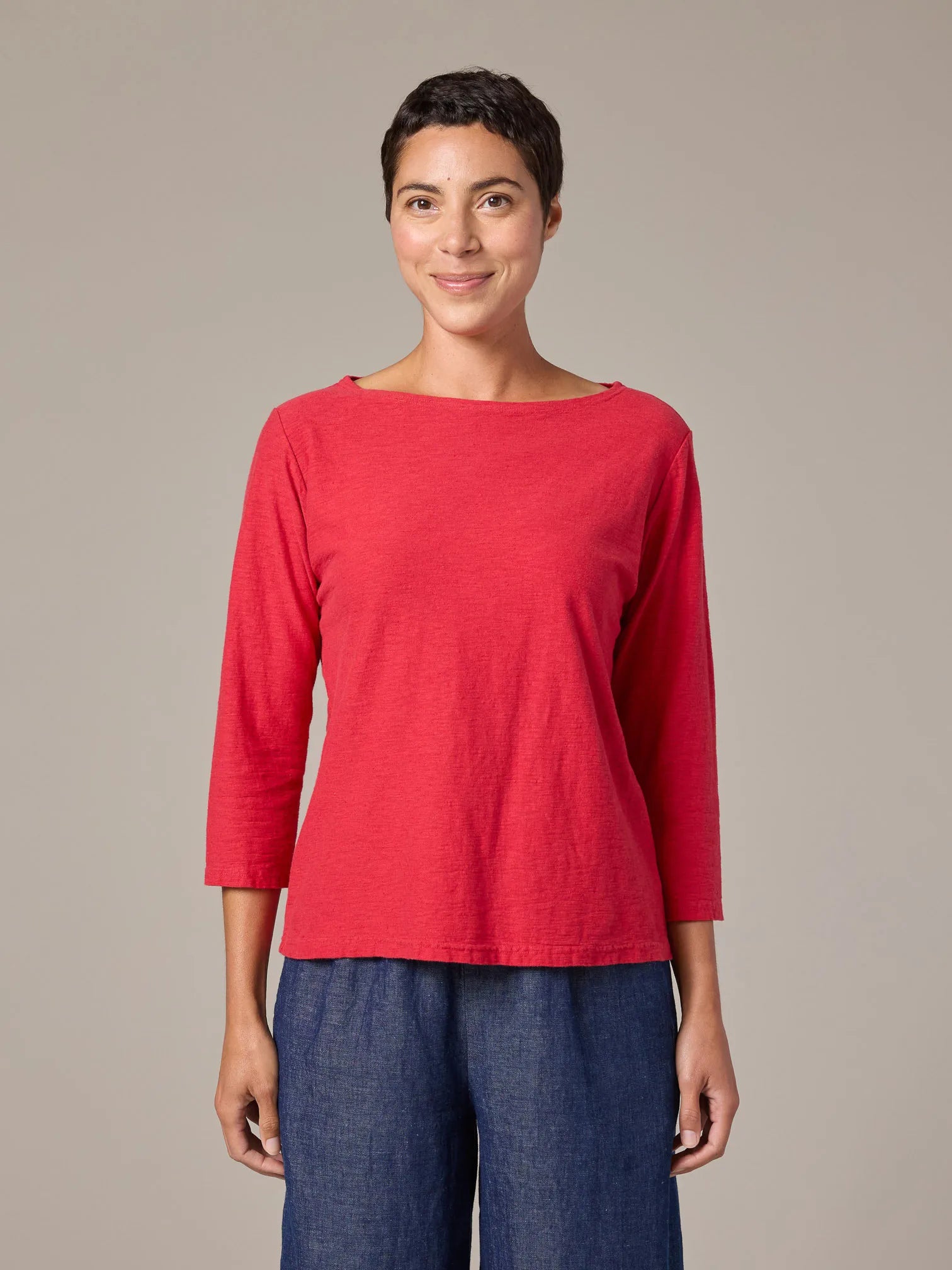 CUT LOOSE Linen Cotton Jersey 3/4 Boatneck - 5015060