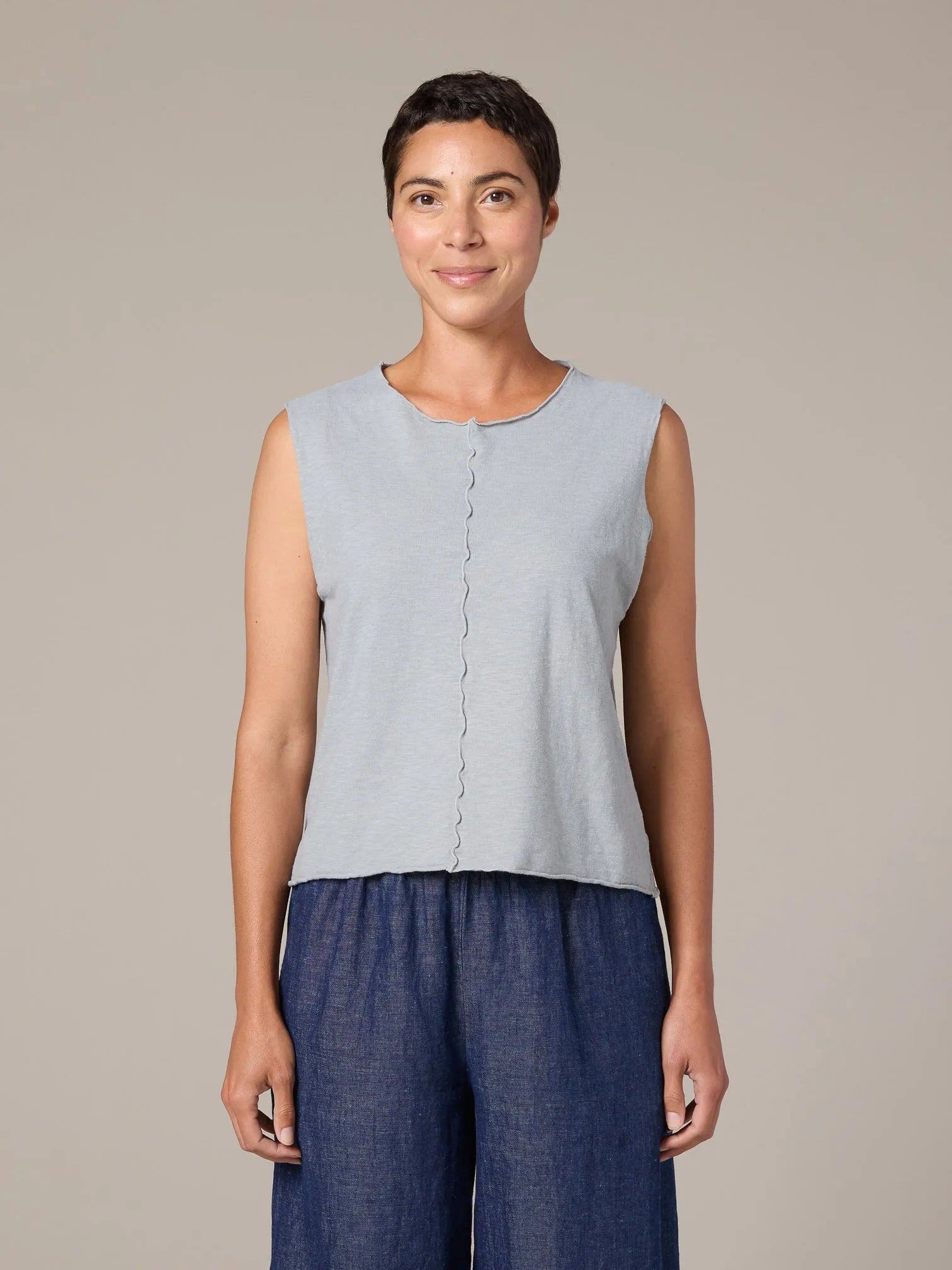 CUT LOOSE Linen Cotton Jersey Seamed Shell - 5015748