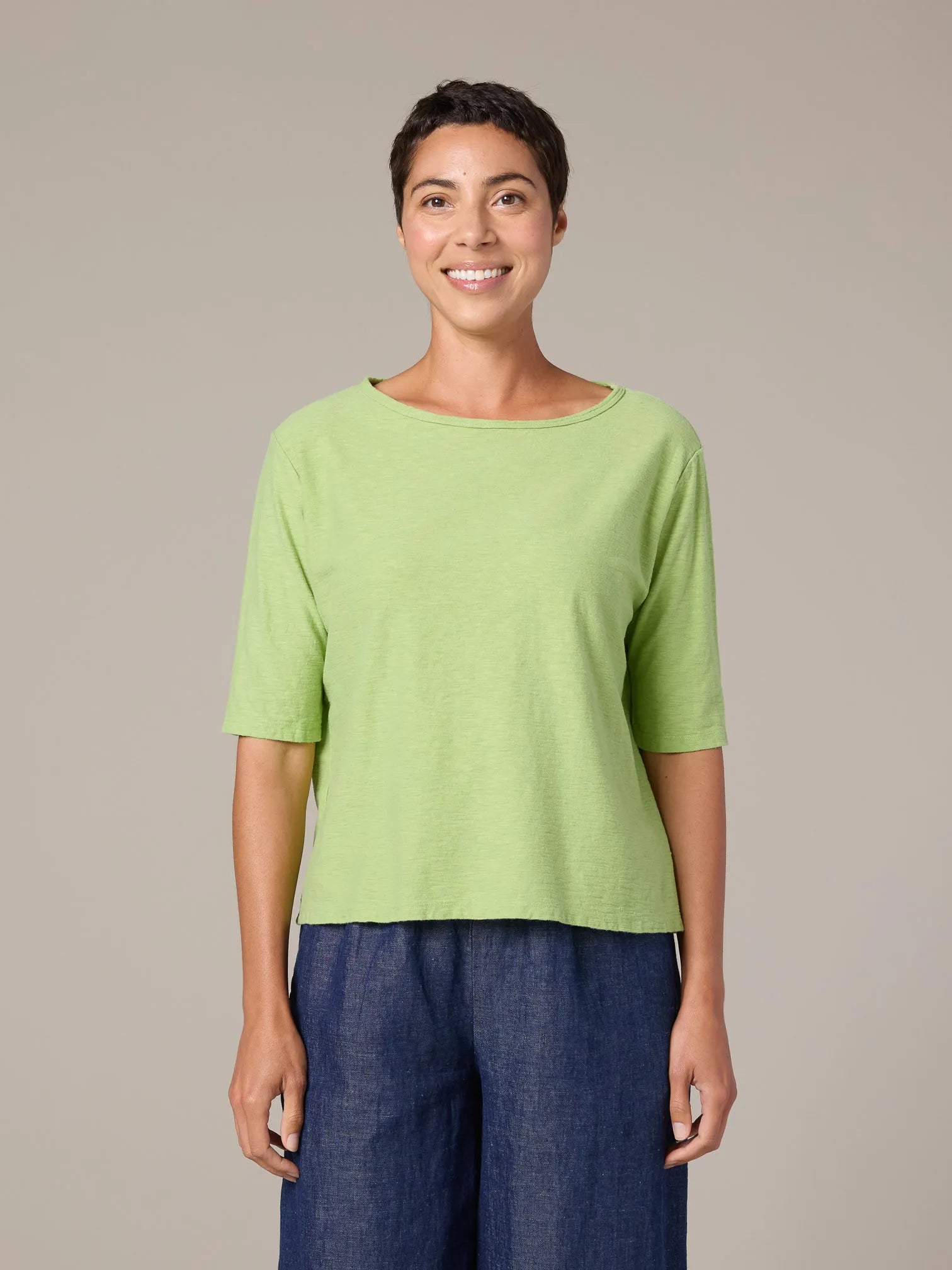 CUT LOOSE Linen Cotton Jersey Elbow Slv Top - 5016181