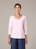 CUT LOOSE Linen Cotton Jersey 3/4 Slv V-Neck Top - 5016610
