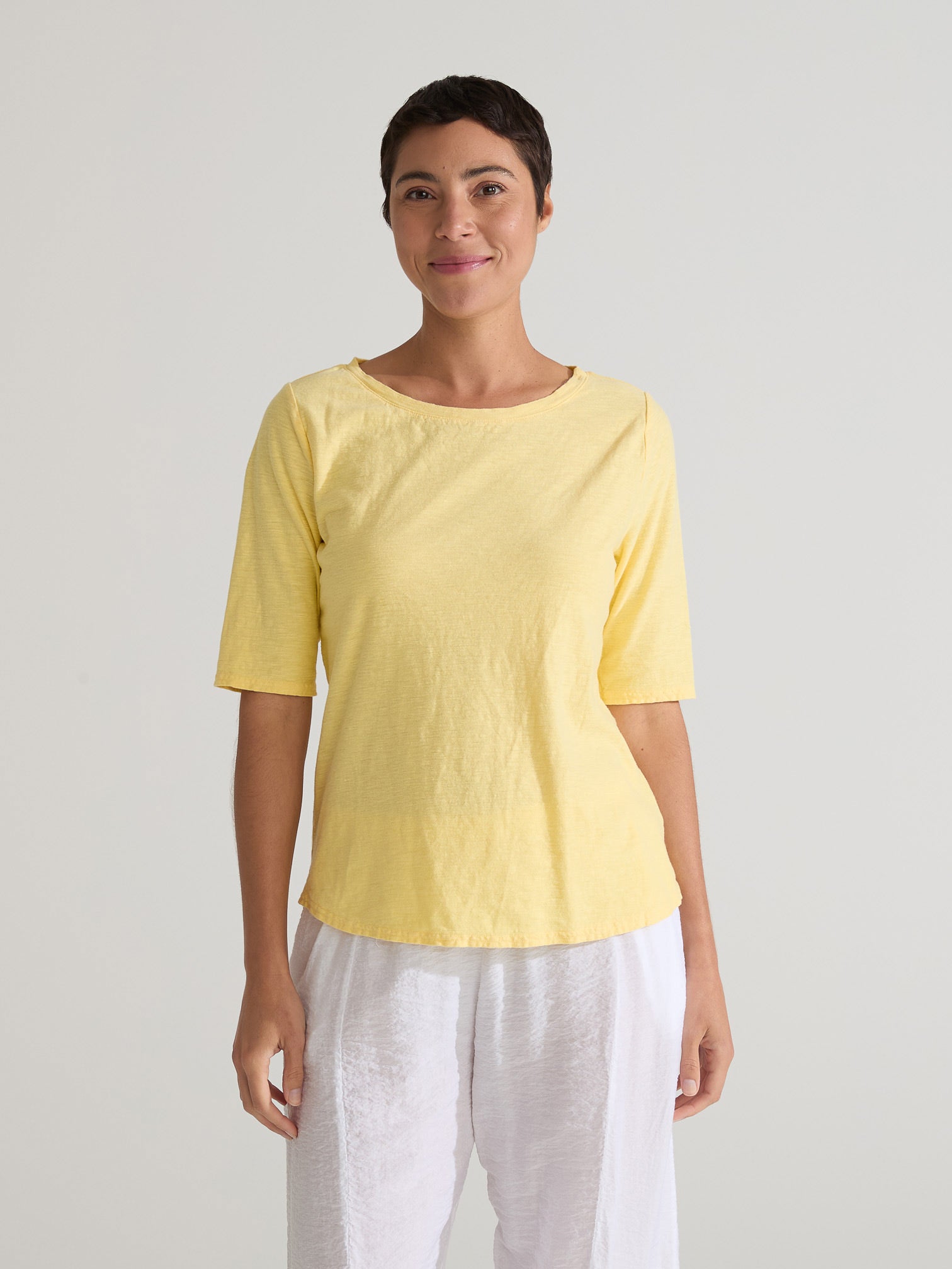 CUT LOOSE - Linen Cotton Jersey Elbow Tee - 5016615