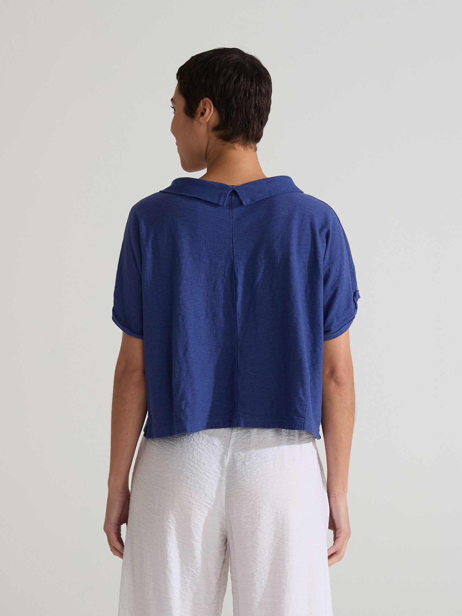 CUT LOOSE - Linen Cotton Jersey Roll Slv Cowl Top - 5016732