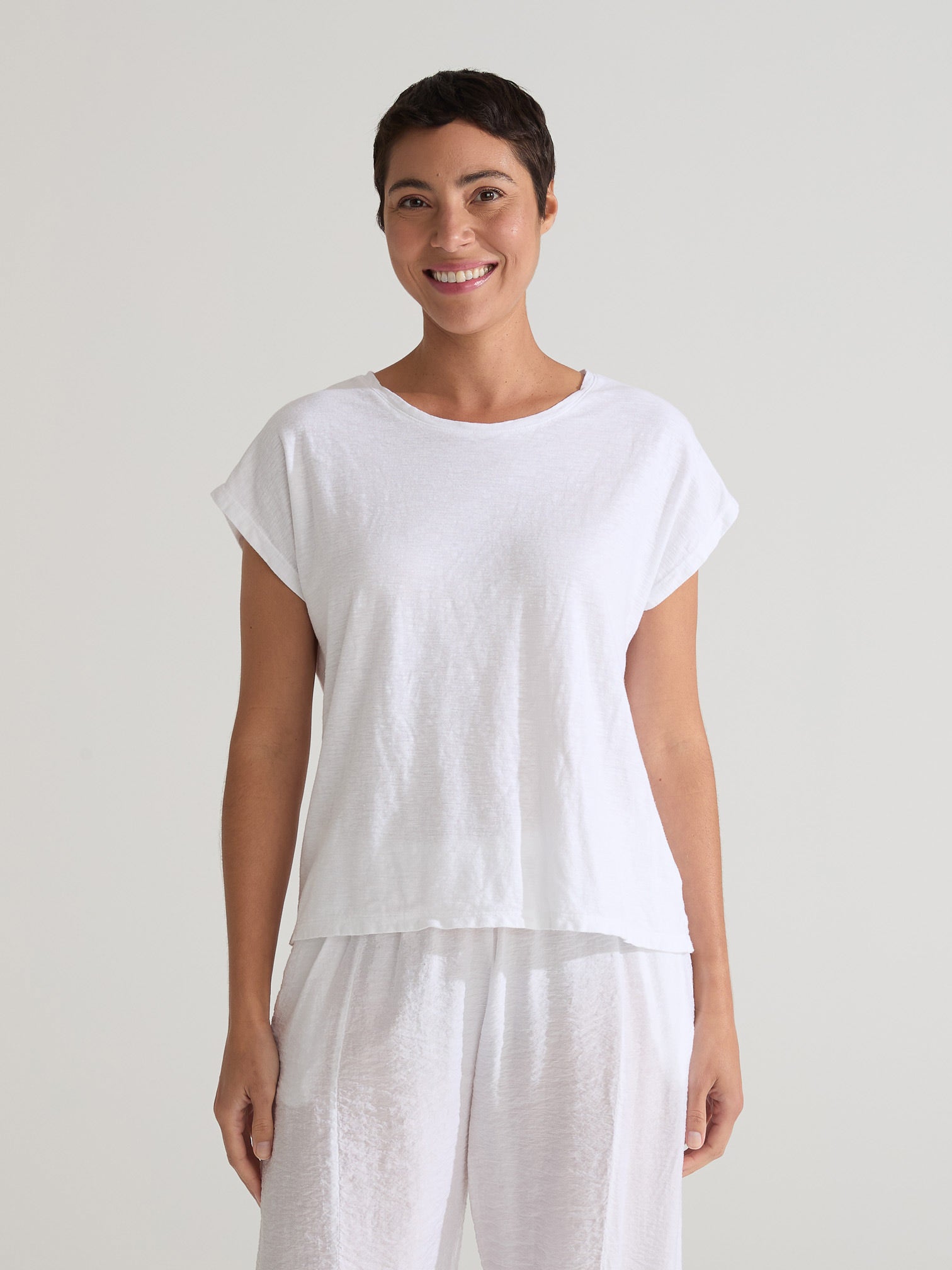 CUT LOOSE - Linen Cotton Jersey Boatneck Box Top - 5016791