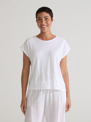 CUT LOOSE - Linen Cotton Jersey Boatneck Box Top - 5016791