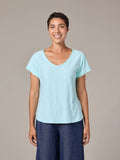 CUT LOOSE Linen Cotton Jersey Raw Edge V Neck Top - 5016849