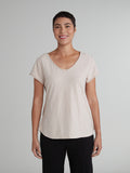 CUT LOOSE - Linen Cotton Jersey Raw Edge V-Neck Top - 5016849