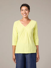 CUT LOOSE Linen Cotton Jersey 3/4 Slv Tuck Front Top - 5017075