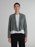 CUT LOOSE - Linen Cotton Jersey Cropped Cardigan - 5017388Sp