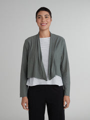 CUT LOOSE - Linen Cotton Jersey Cropped Cardigan - 5017388
