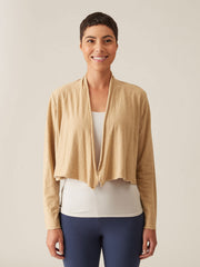 CUT LOOSE - Linen Cotton Jersey Cropped Cardigan - 5017388