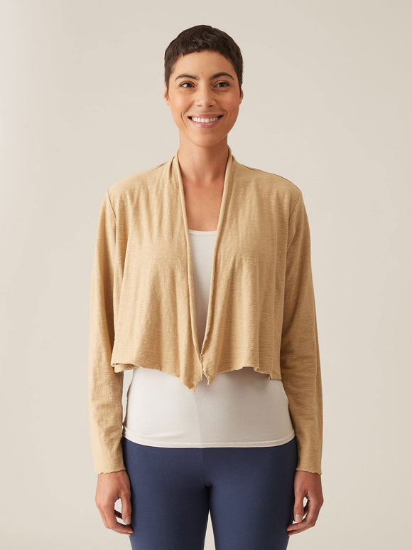 CUT LOOSE - Linen Cotton Jersey Cropped Cardigan