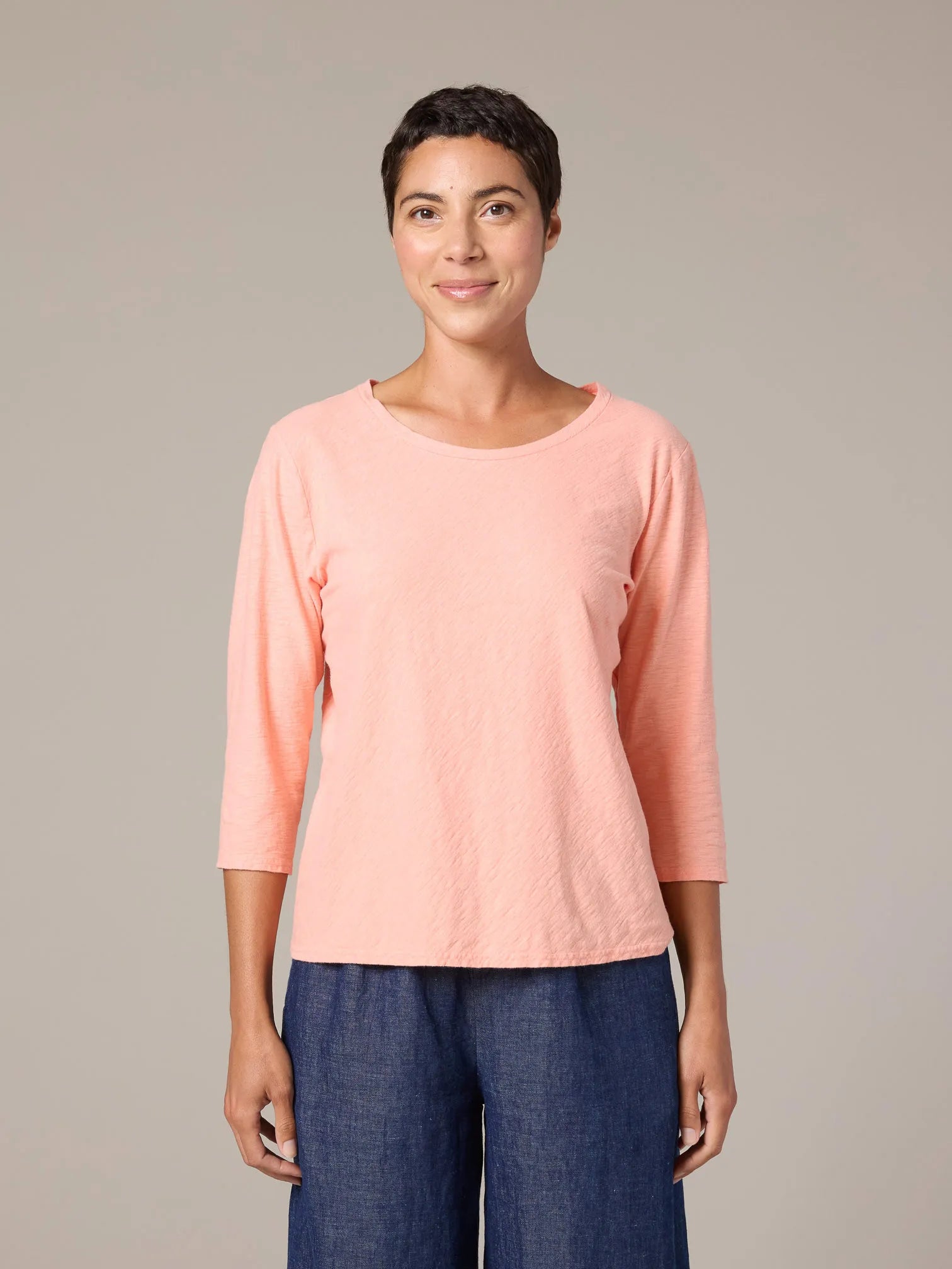 CUT LOOSE Linen Cotton Jersey 3/4 Slv Bias Top - 5017411