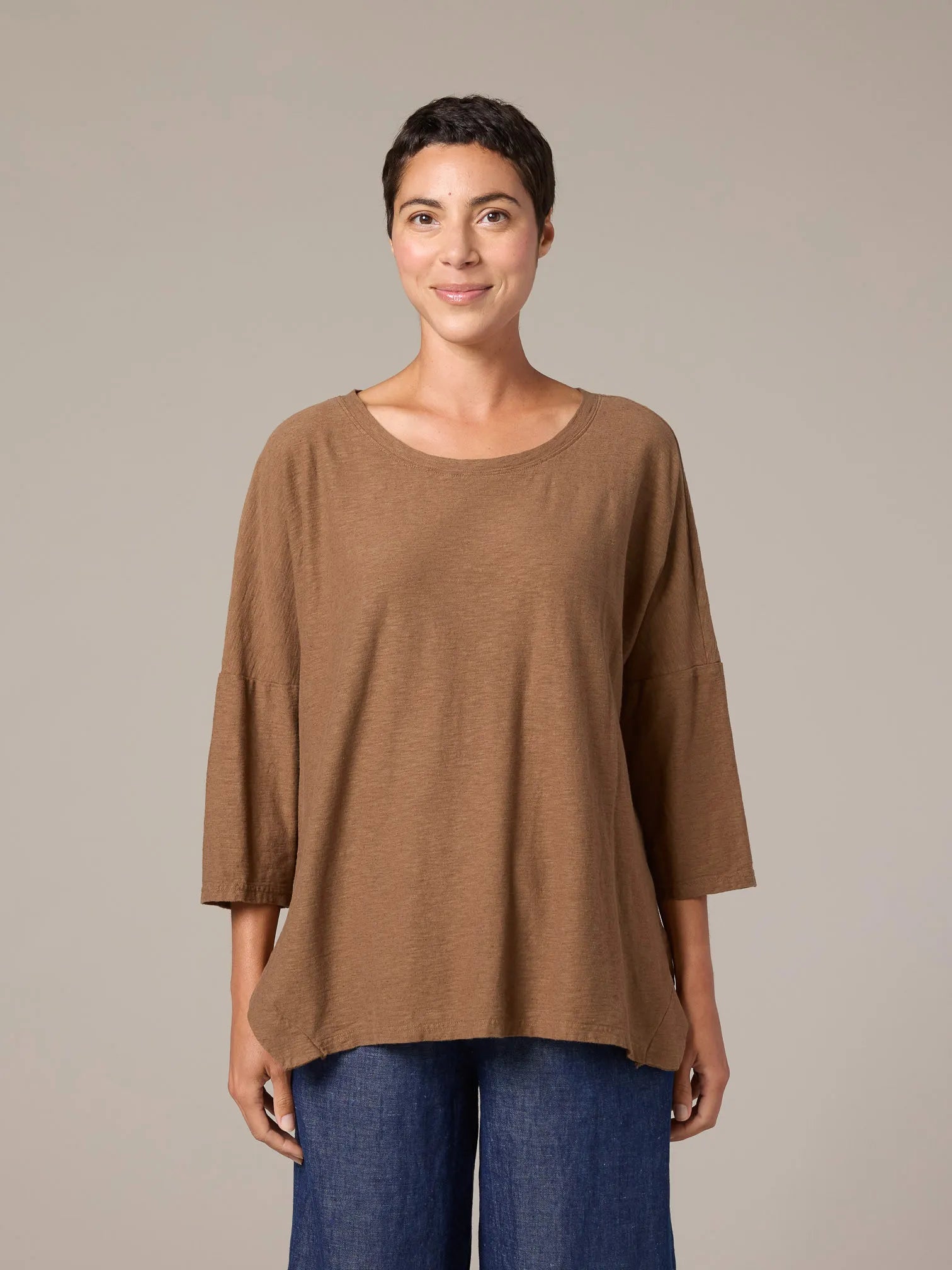 CUT LOOSE Linen Cotton Jersey O/S Boxy Top - 5017731