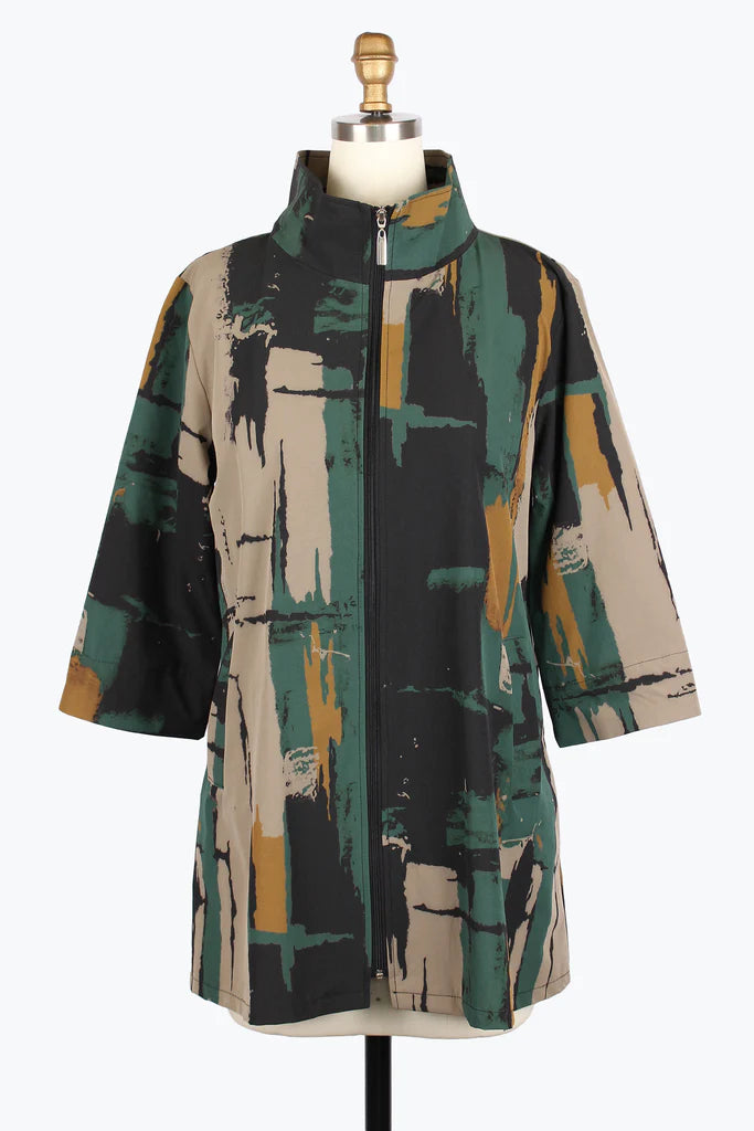 DAMEE ABSTRACT PAINTING LONG WINDBREAKER JKT - 5018-MLT