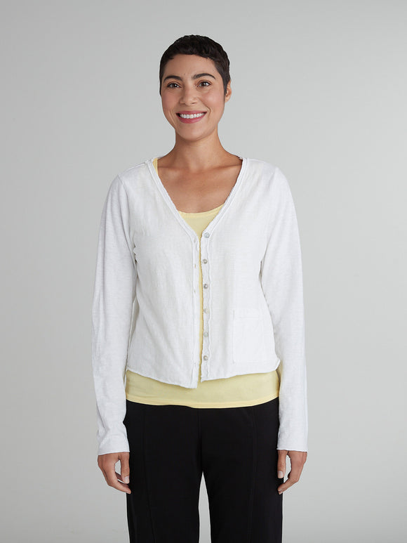 CUT LOOSE - Linen Cotton Jersey Crop Pocket Cardigan - 5018417Sp