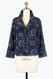 DAMEE DOTS & LINES MICRO-CORD BIKER JKT - 5019-NVY