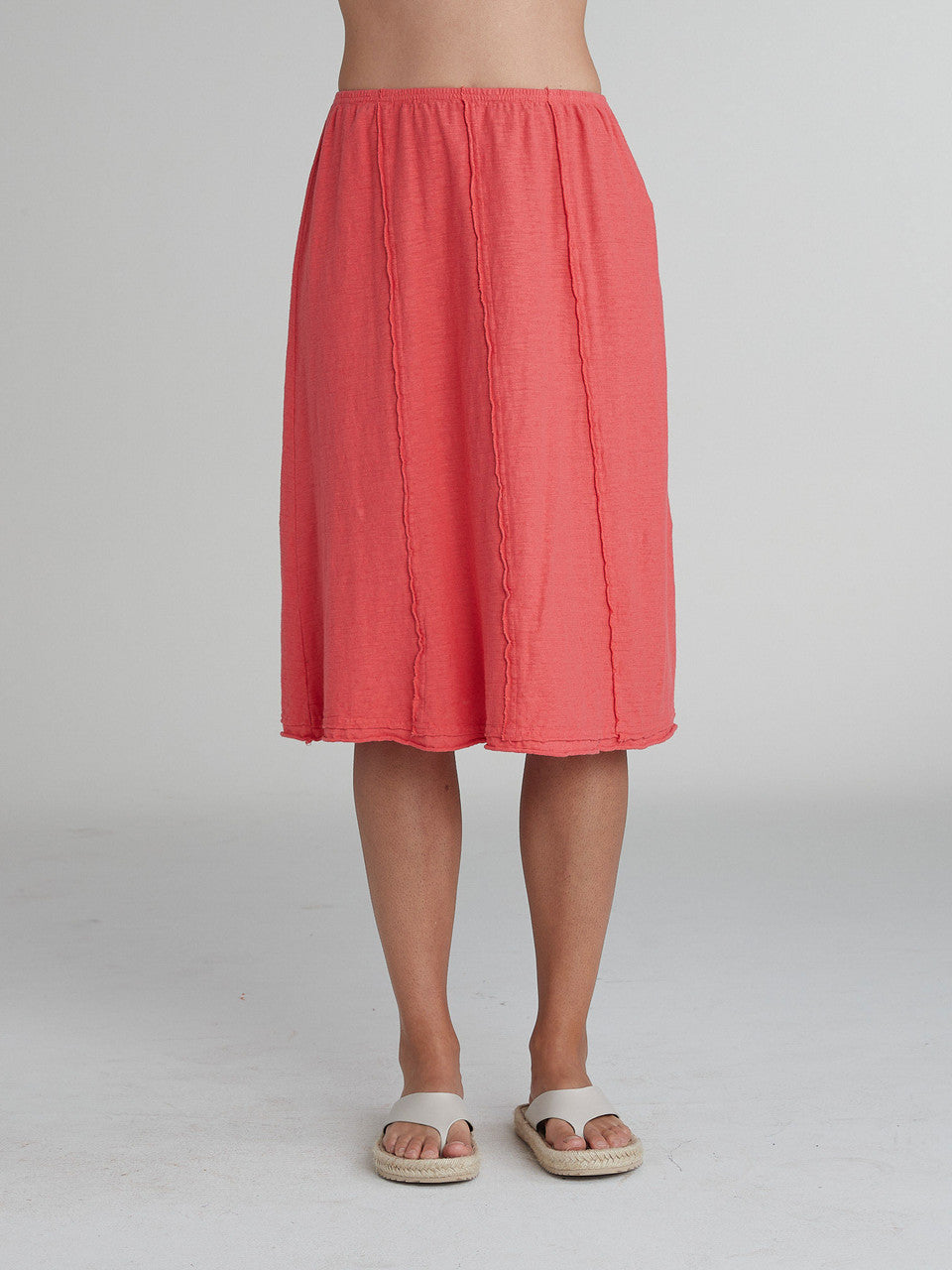 CUT LOOSE - Linen Cotton Jersey Seamed Skirt - 5019047