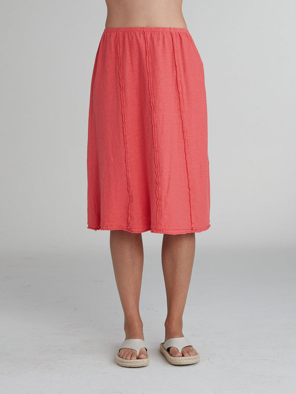 CUT LOOSE - Linen Cotton Jersey Seamed Skirt - 5019047Sp