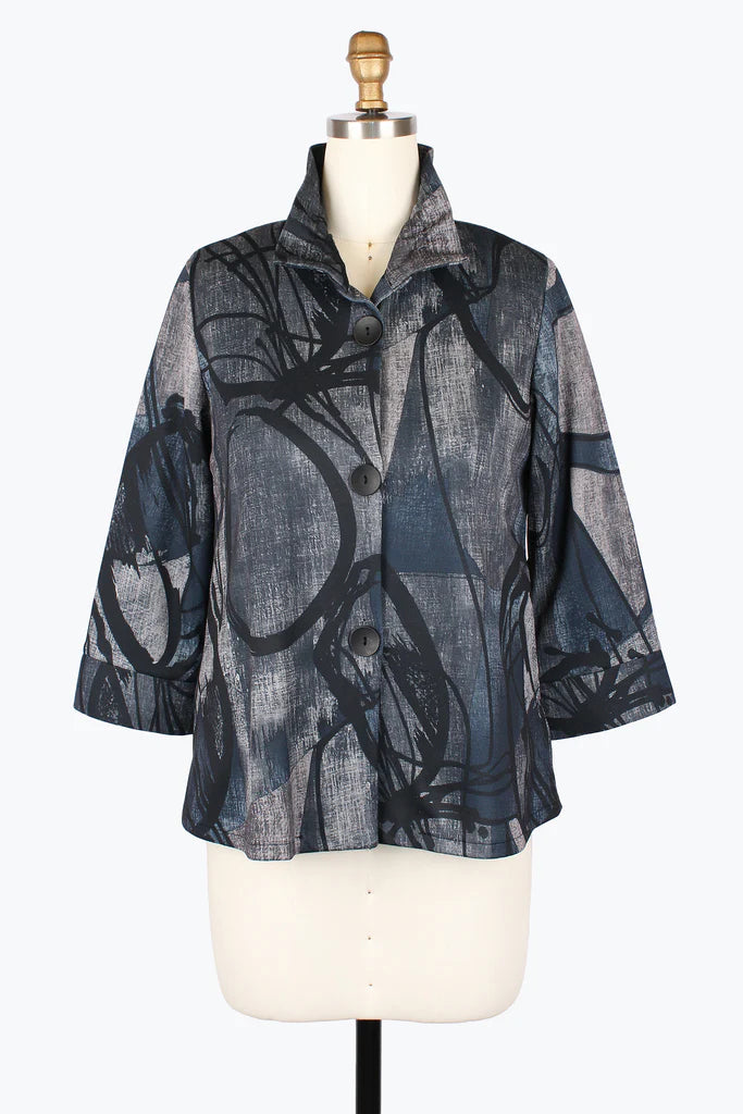 DAMEE ABSTRACT PAINTING JKT - 5021-NVY