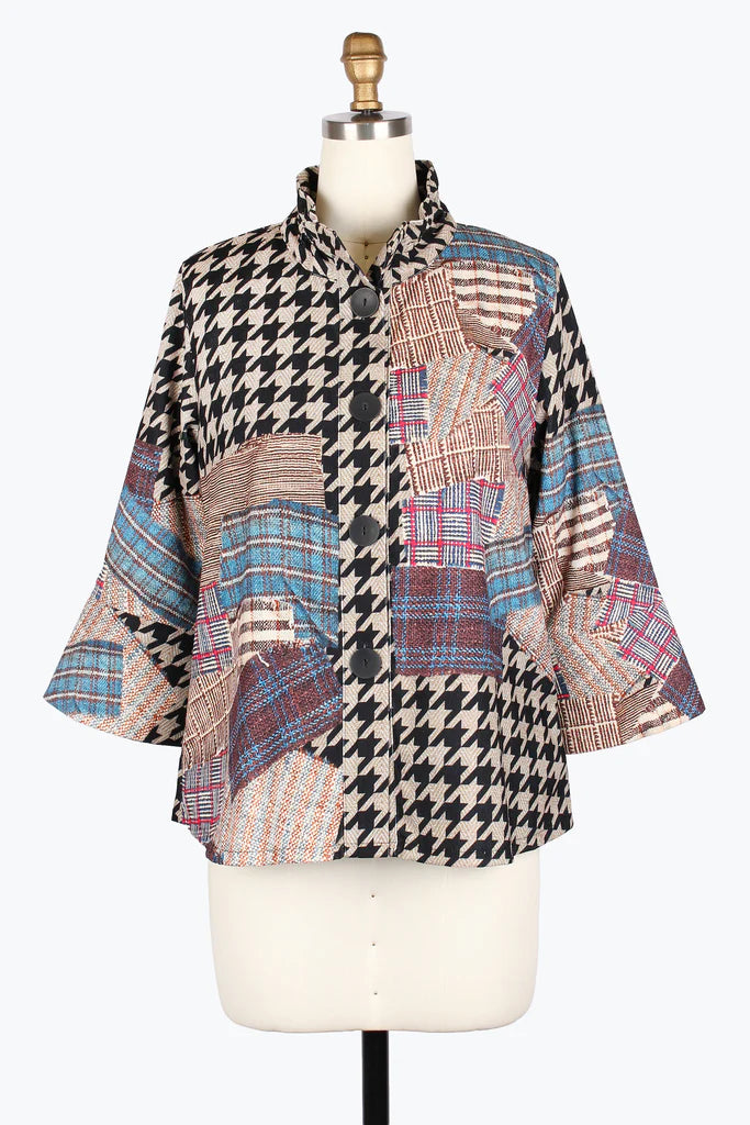 DAMEE MULTI-PLAID MICRO-CORD JKT - 5025-BEG