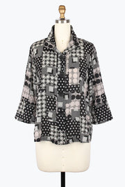 DAMEE MULTI-DOT PRINT SEERSUCKER JKT - 5028-BLK