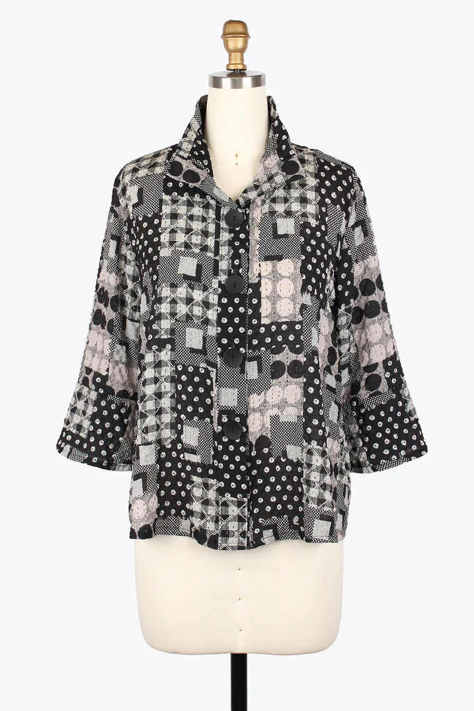 DAMEE MULTI-DOT PRINT SEERSUCKER JKT - 5028-BLK