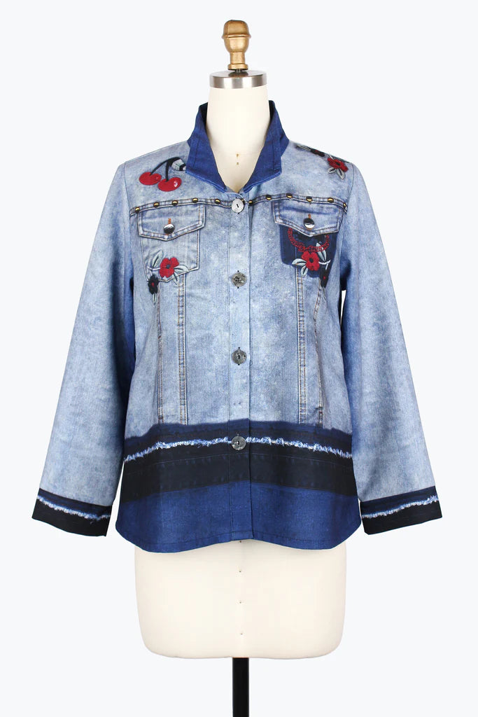 DAMEE DENIM PRINT JKT - 5031-BLU