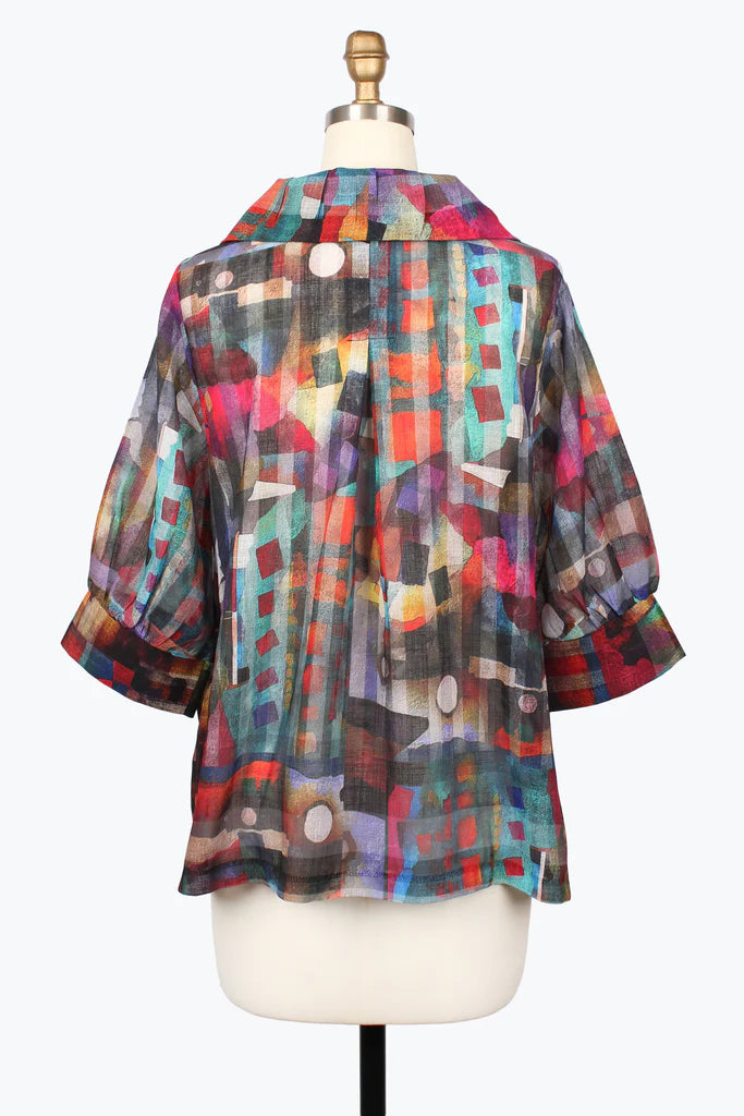 DAMEE ABSTRACT PAINTING SWING JACKET - 5034-MLT