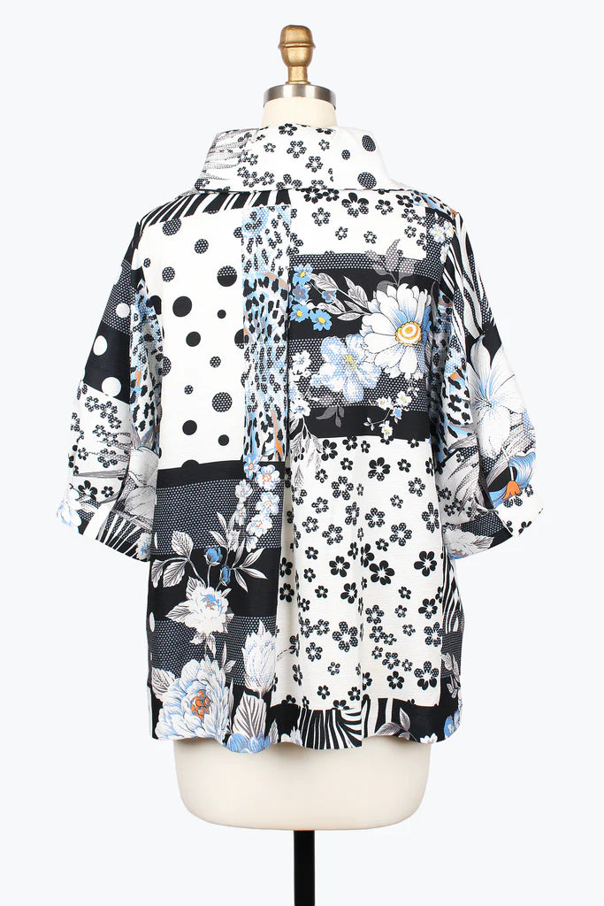 DAMEE COLLAGE ART SWING JACKET - 5035-BLU