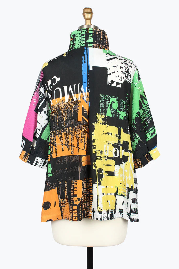 DAMEE ABSTRACT ART CRINKLE SWING JACKET - 5038-MLT