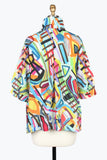 DAMEE COLORFUL ART CRINKLE SWING JACKET - 5040-MLT