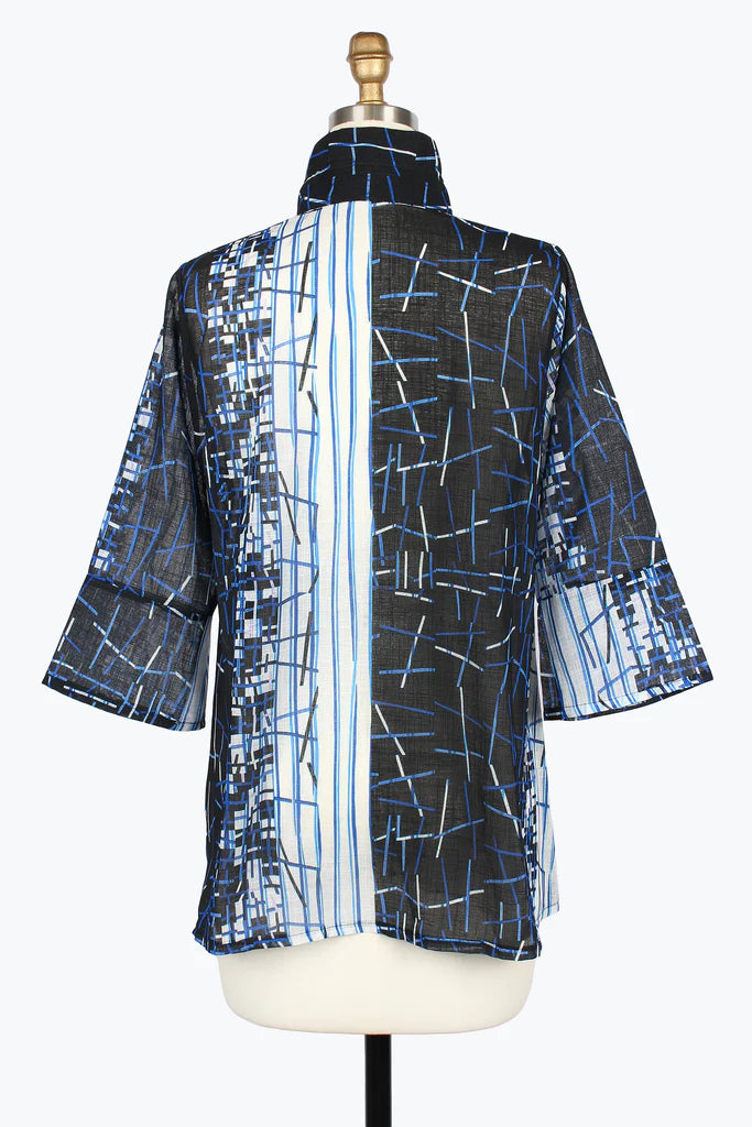DAMEE ABSTRACT PATTERN SWING JACKET - 5041-BLU