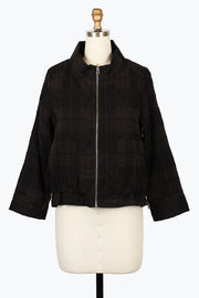 DAMEE PLAID NET FULL ZIP JACKET - 5046-BLK