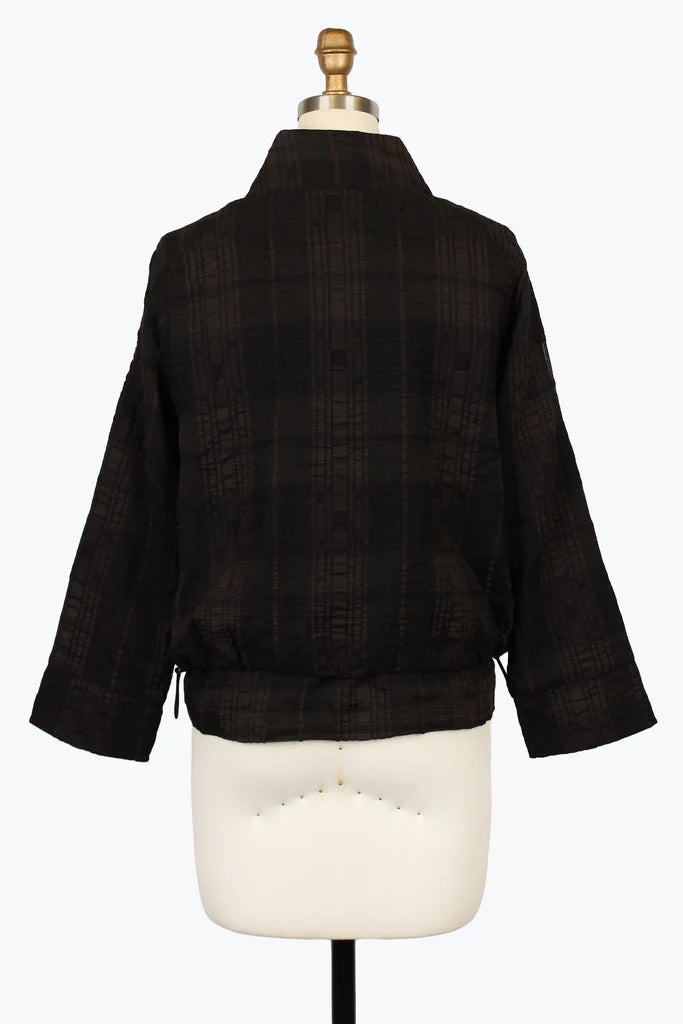 DAMEE PLAID NET FULL ZIP JACKET - 5046-BLK