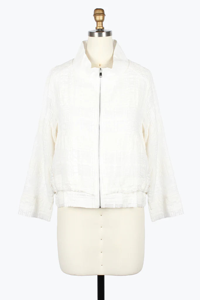DAMEE PLAID NET FULL ZIP JACKET - 5046-WHT