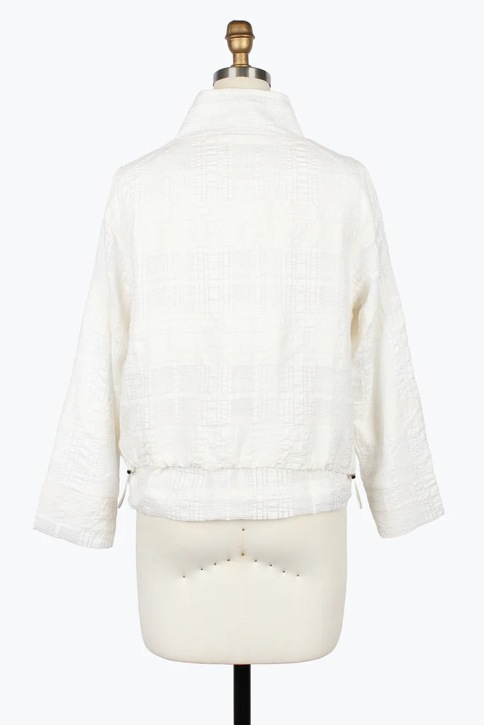 DAMEE PLAID NET FULL ZIP JACKET - 5046-WHT