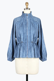 DAMEE STRIPED TIE-DYE DRAWSTRING JACKET - 5047-NVY