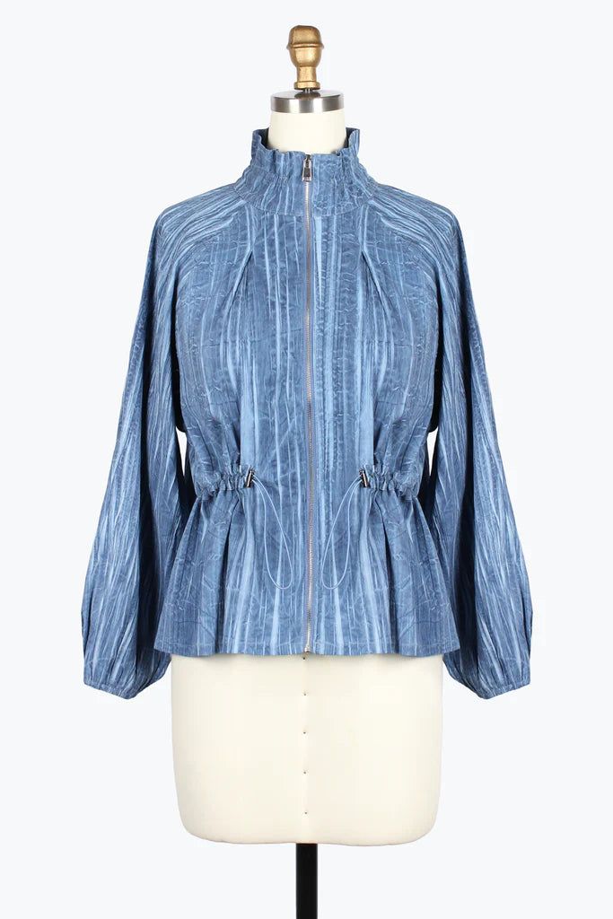 DAMEE STRIPED TIE-DYE DRAWSTRING JACKET - 5047-NVY