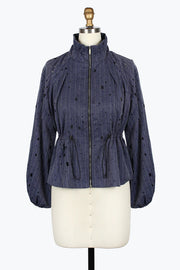 DAMEE BEDAZZLED LASER CUT DRAWSTRING JACKET - 5048-DNM