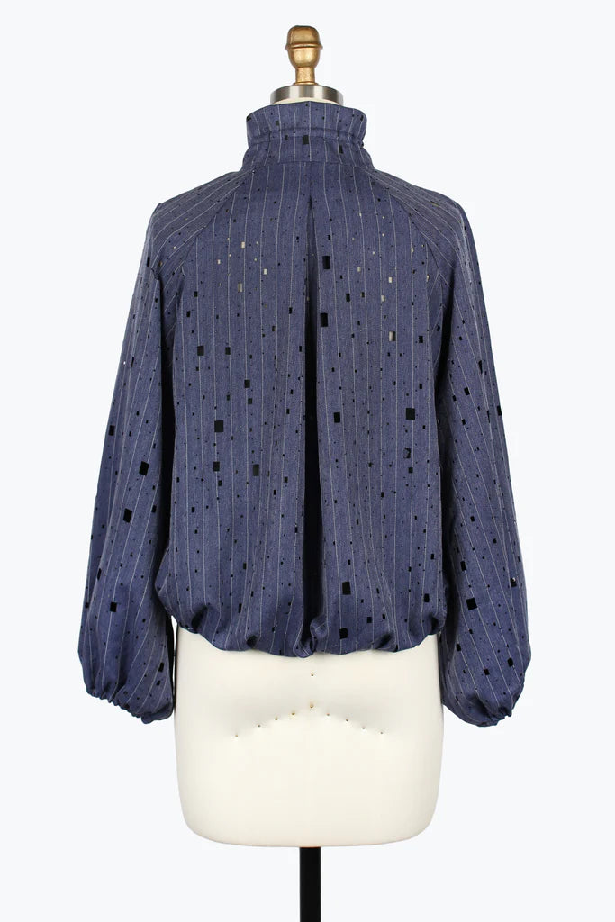 DAMEE BEDAZZLED LASER CUT DRAWSTRING JACKET - 5048-DNM