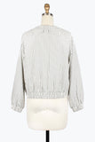 DAMEE STRIPE SEERSUCKER BOW COLLAR SEERSUCKER JACKET - 5049-WHT