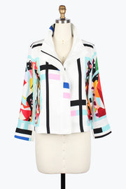 DAMEE FRAMED ART BIKER JACKET - 5054-MLT