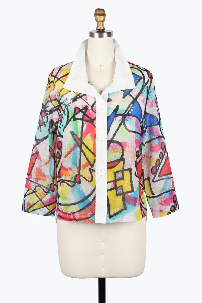 DAMEE WATERCOLOR STRAIGHT SLEEVE JACKET - 5056-MLT