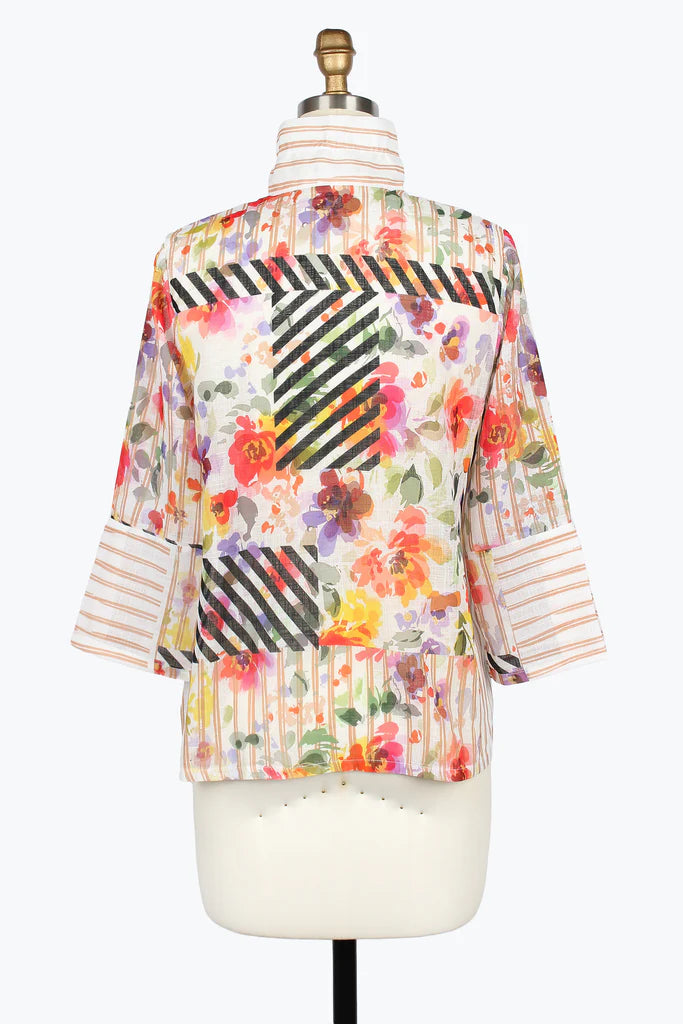 DAMEE STRIPED FLORAL JACKET - 5061-MLT