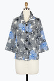DAMEE FLORAL PEN ART SEERSUCKER JACKET - 5064-BLU