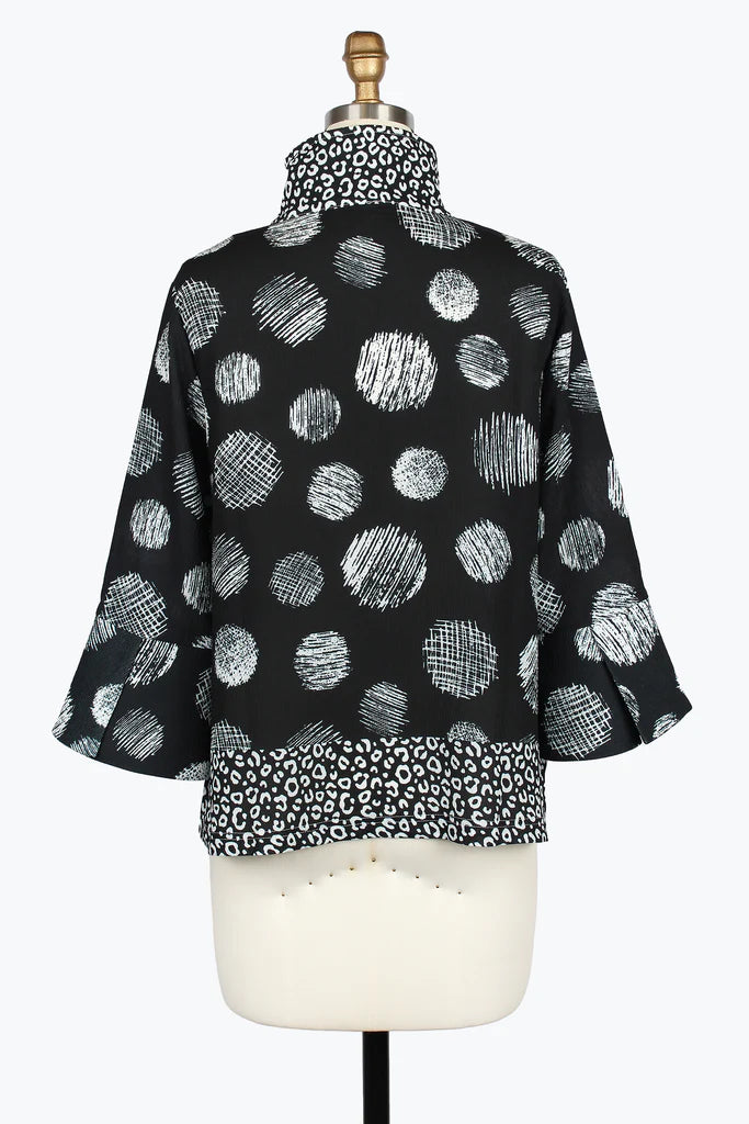 DAMEE DOTS & CHEETAH PATTERN JACKET - 5067-BLK